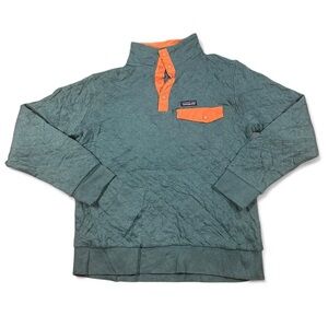 Patagonia Men's Organic Cotton Quilt Snap-T Pullover Blue Orange Size Medium